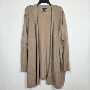 Karen Scott Open Cardigan XL Tan Long